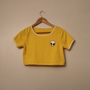 Yellow Alien Crop Top